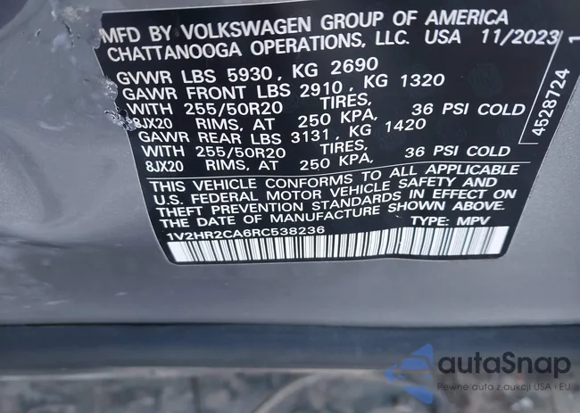 1V2HR2CA6RC538236: 44260278