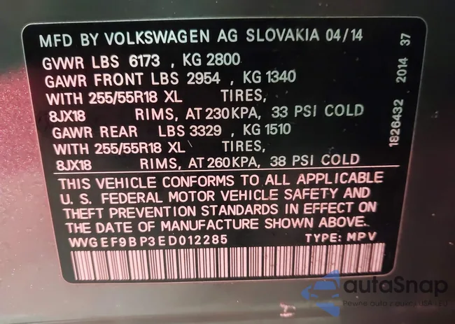 WVGEF9BP3ED012285: 44260310