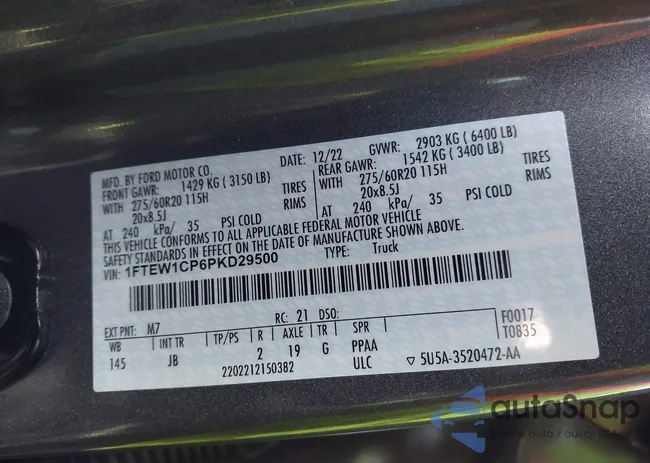 1FTEW1CP6PKD29500: 44260340