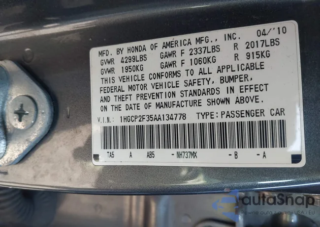 1HGCP2F35AA134778: 44260350