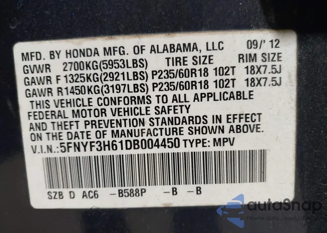 5FNYF3H61DB004450: 44260408