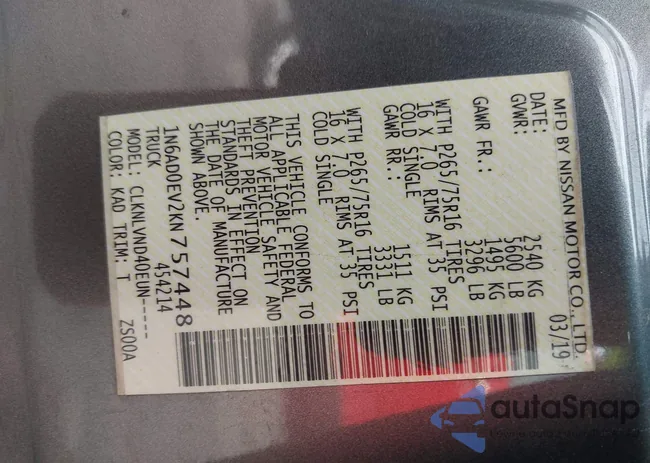 1N6AD0EV2KN757448: 44260425