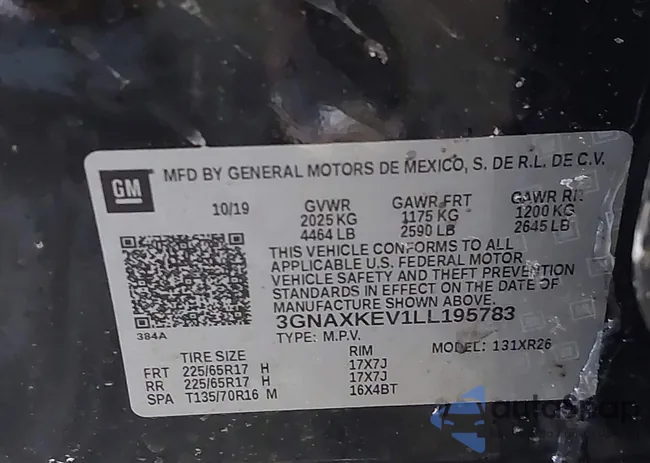 3GNAXKEV1LL195783: 44260458