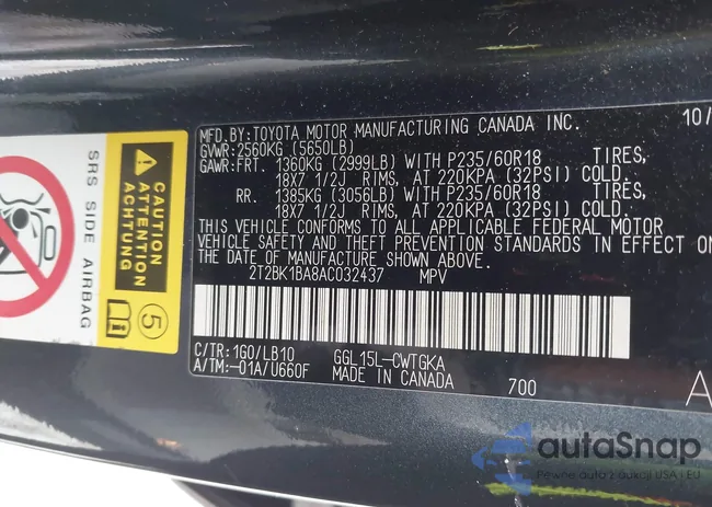 2T2BK1BA8AC032437: 44260625