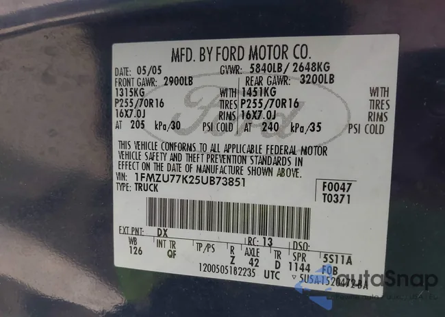 1FMZU77K25UB73851: 44260695