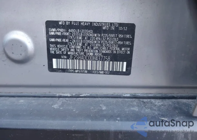 JF2SHADC0DH437758: 44259977