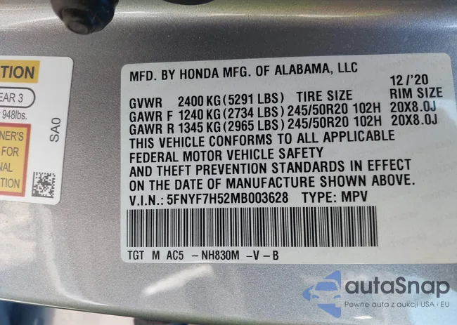 5FNYF7H52MB003628: 44260035