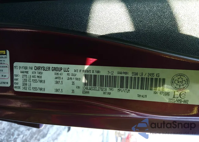 1C4BJWEG3CL279218: 44261132