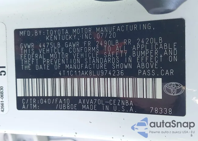 4T1C11AK8LU974236: 44261172