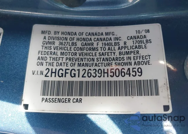 2HGFG12639H506459: 44261219