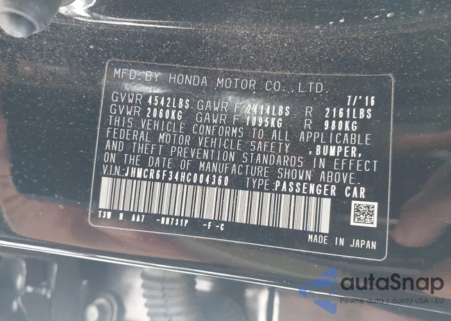 JHMCR6F34HC004360: 44261220