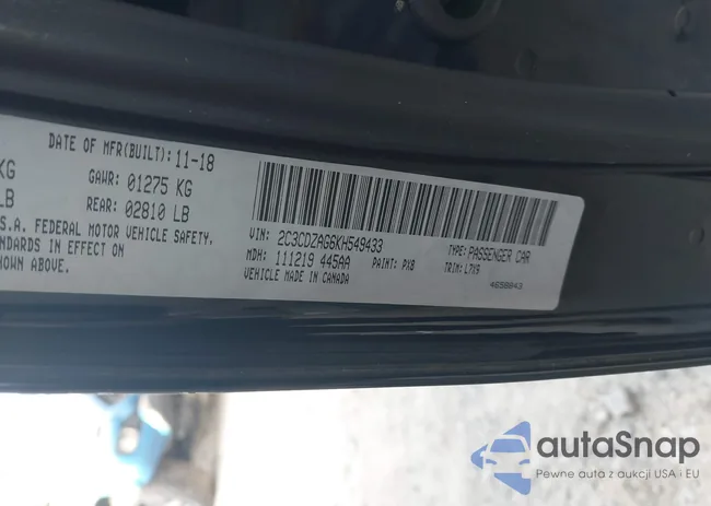 2C3CDZAG6KH549433: 44261293