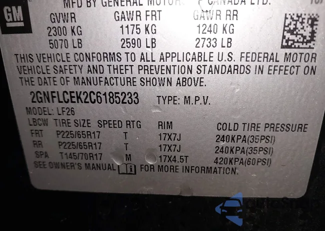 2GNFLCEK2C6185233: 44261361