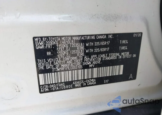 2T3W1RFV1LC055105: 44261400