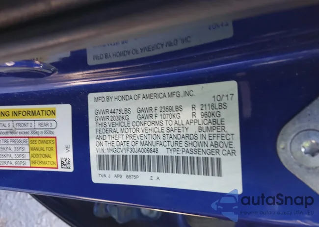 1HGCV1F30JA009848: 44261404