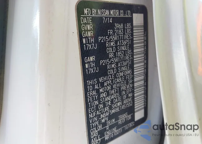 JN8AF5MR8ET451552: 44261627