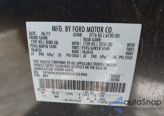 1FM5K8DH2HGD33362: 44261631