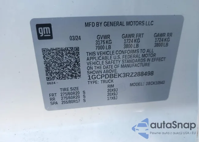 1GCPDBEK3RZ288498: 44260802