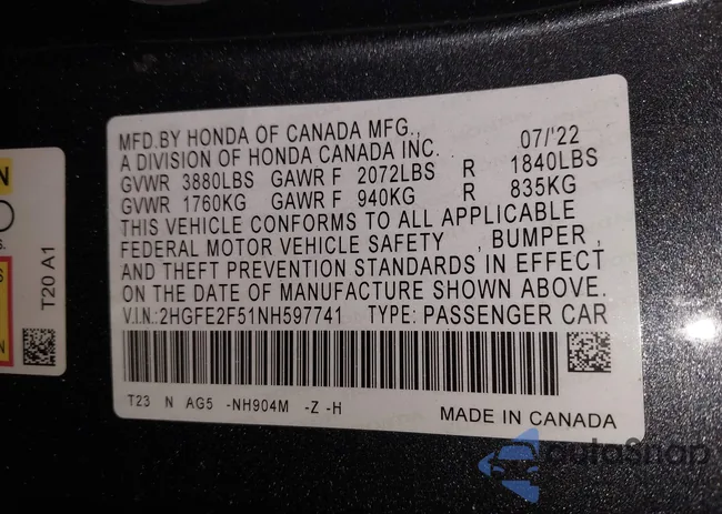 2HGFE2F51NH597741: 44260904