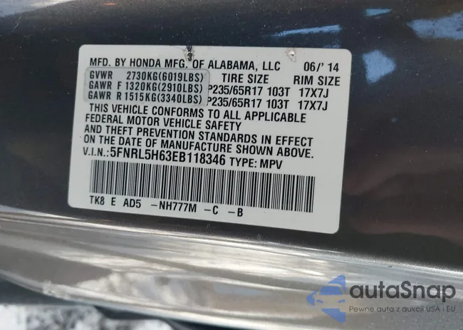 5FNRL5H63EB118346: 44261019