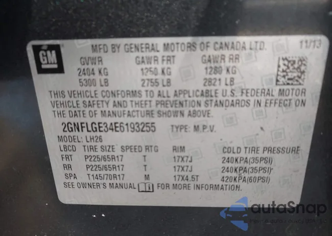 2GNFLGE34E6193255: 44261020