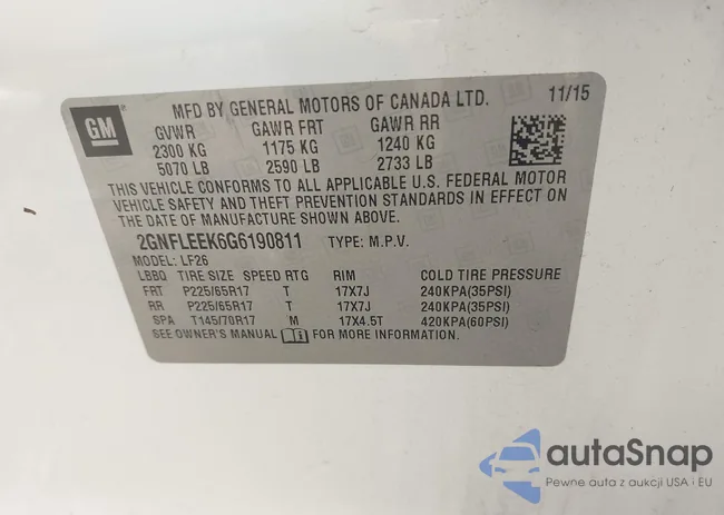 2GNFLEEK6G6190811: 44261036