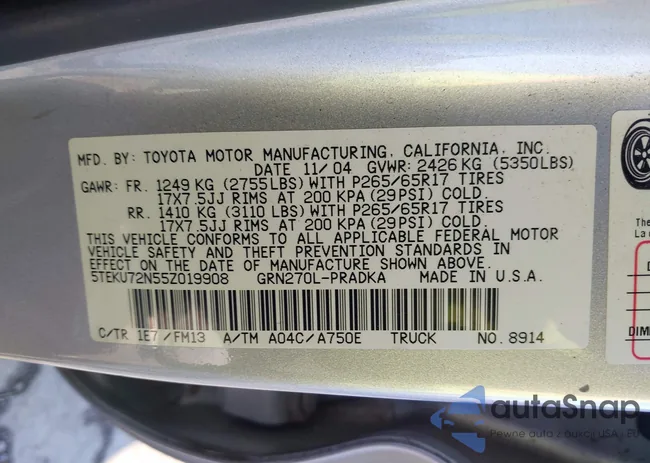 5TEKU72N55Z019908: 44261101