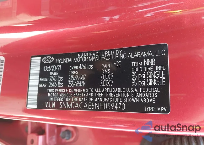 5NMJACAE5NH059470: 44262129