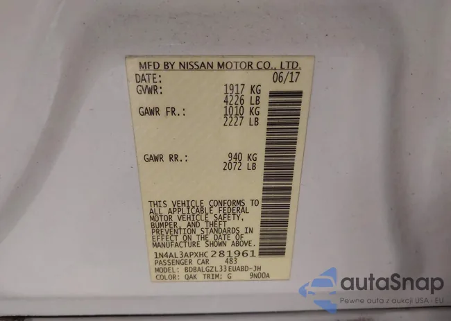 1N4AL3APXHC281961: 44262340