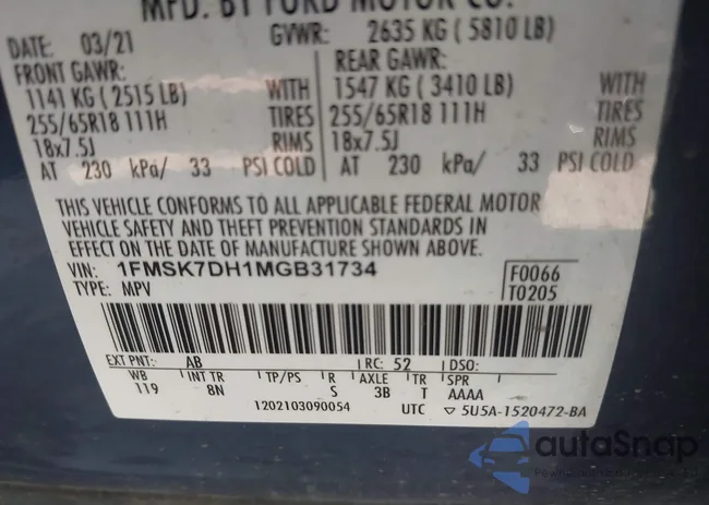 1FMSK7DH1MGB31734: 44262542