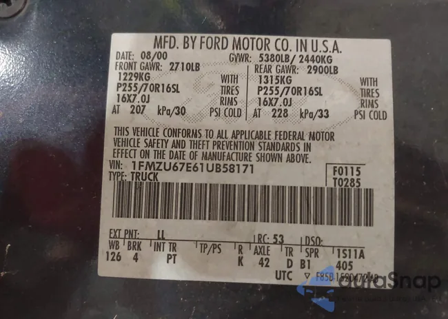 1FMZU67E61UB58171: 44261741