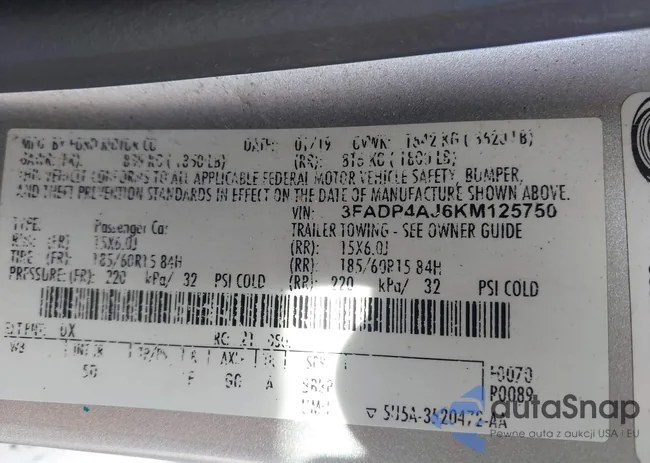3FADP4AJ6KM125750: 44261805