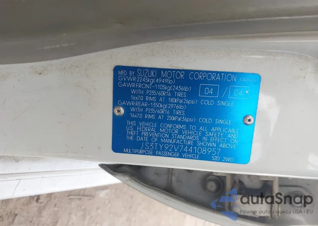 JS3TY92V744108957: 44261884