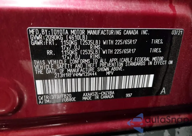 2T3H1RFV4MW139444: 44261904