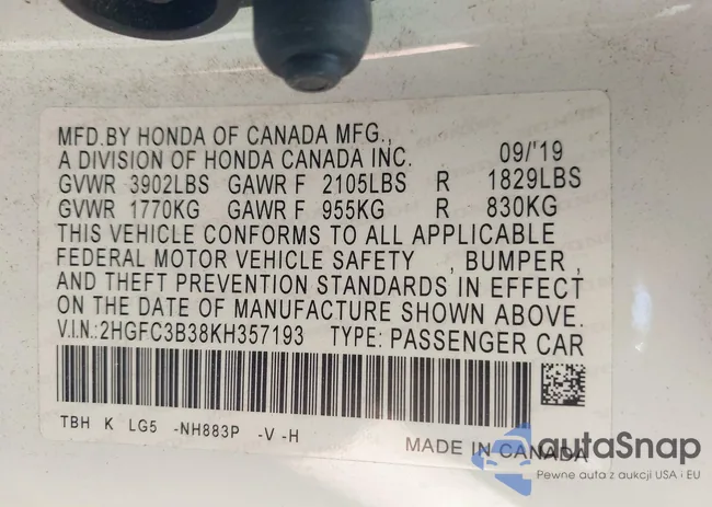 2HGFC3B38KH357193: 44261961