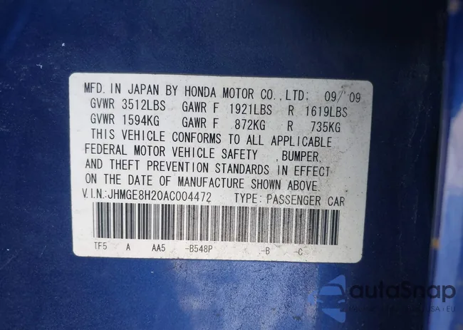 JHMGE8H20AC004472: 44263166