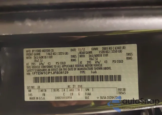 1FTEW1CP1JFB38129: 44263216