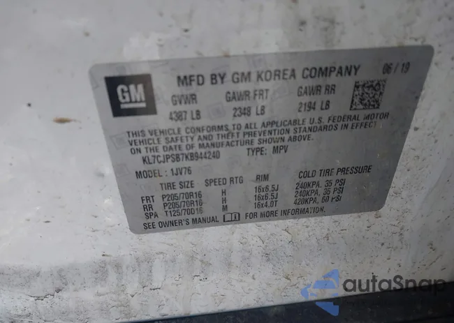 KL7CJPSB7KB944240: 44263421