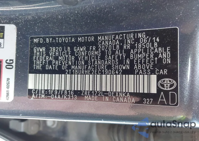 2T1BURHE2EC190642: 44263442