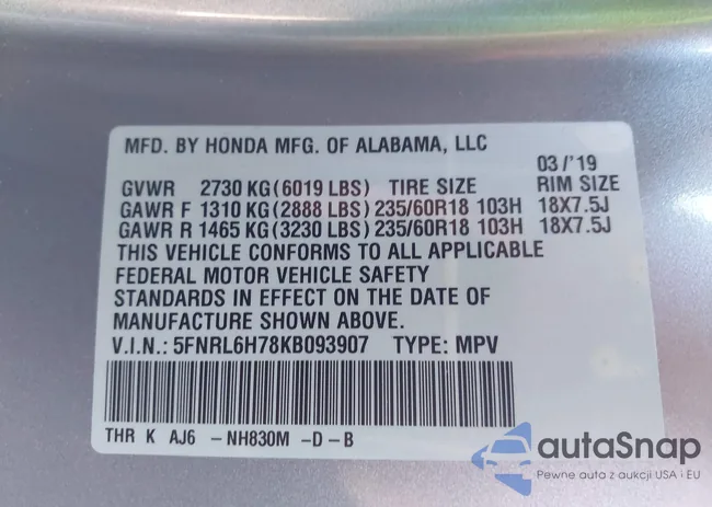 5FNRL6H78KB093907: 44263489