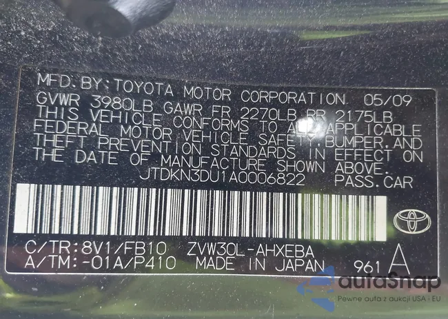 JTDKN3DU1A0006822: 44263571