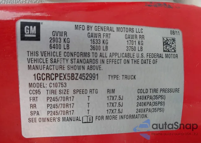 1GCRCPEX5BZ452991: 44263623