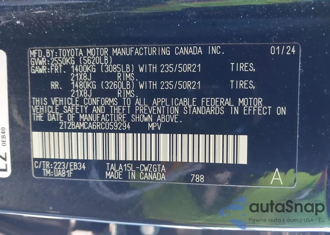 2T2BAMCA6RC059294: 44263627