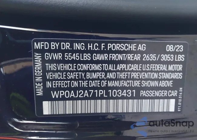 WP0AJ2A71PL103431: 44262901