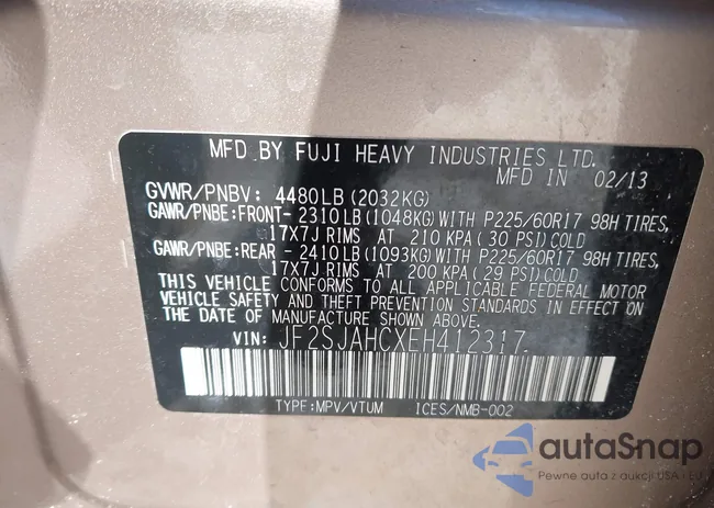 JF2SJAHCXEH412317: 44264269