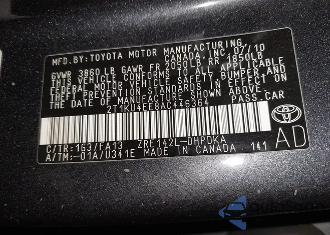 2T1KU4EE8AC446364: 44264327