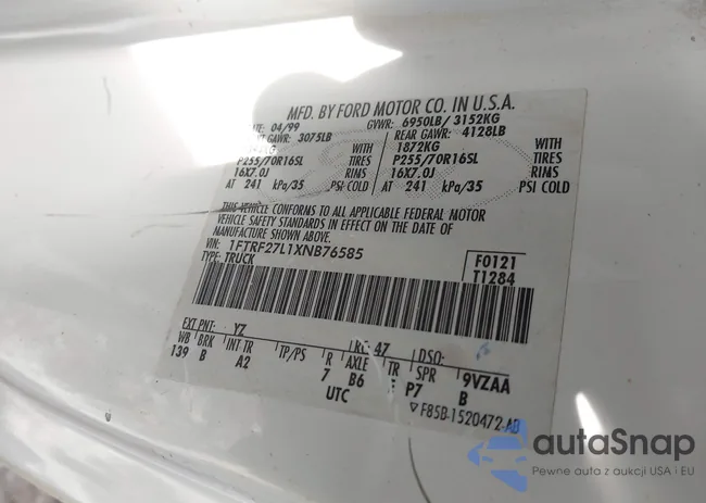 1FTRF27L1XNB76585: 44264405