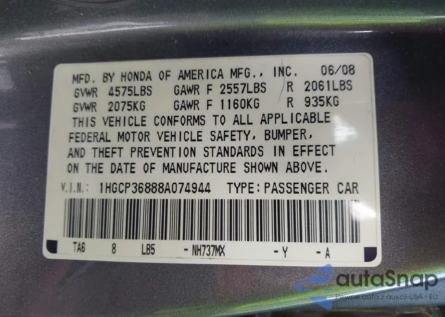 1HGCP36888A074944: 44264420