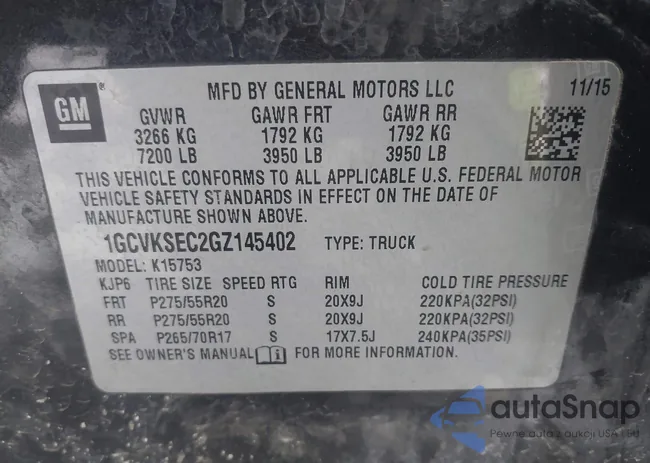 1GCVKSEC2GZ145402: 44264540