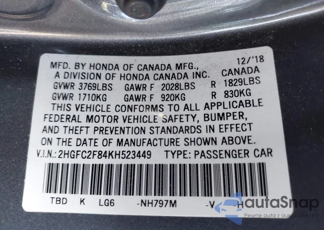 2HGFC2F84KH523449: 44264636